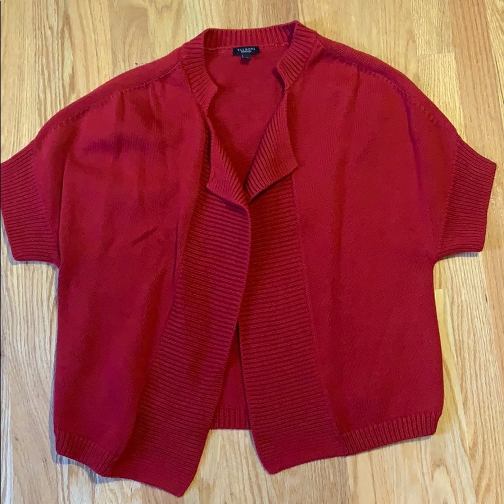 Talbots women’s short sleeve sweater jacket
